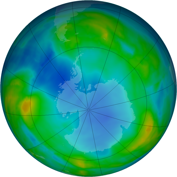 Antarctic ozone map for 19 July 2013